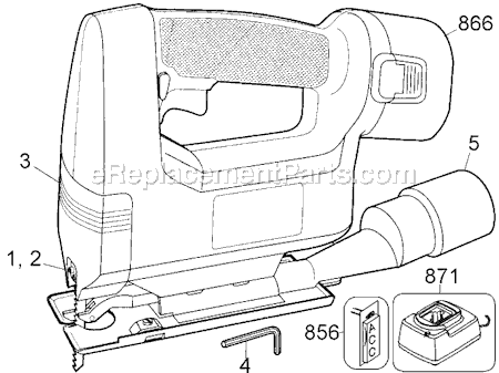 Page A Diagram and Parts List for PS610T Type 1 Black and Decker Jig Saw